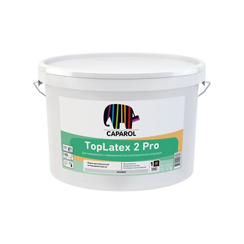 CAPAROL Краска интерьерная TOPLATEX 2 PRO, белая, база 1, 10 л 948104722 - фото 10899