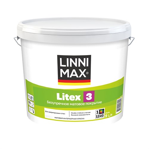 LINNIMAX Краска интерьерная LITEX 3, белая, база 1, 9 л 948105685 - фото 10925