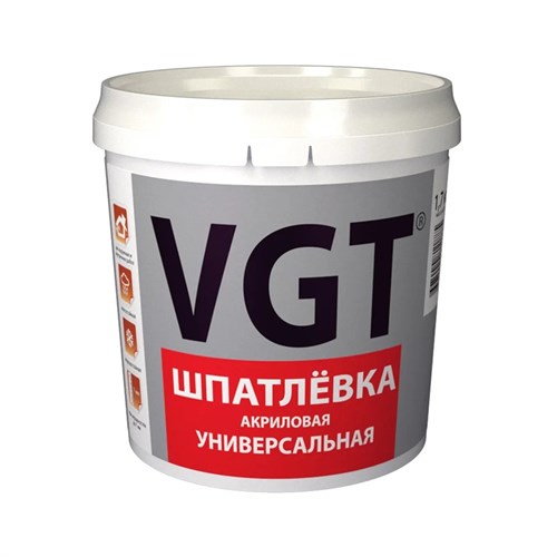 VGT Шпатлевка универсальная для наружных и внутренних работ, акриловая, 1,7 кг 7388 - фото 11469