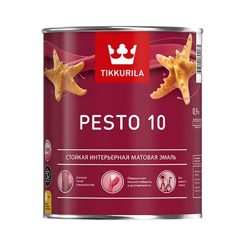 TIKKURILA PESTO 10 Стойкая универсальная матовая эмаль, база A, 0,9 л 700001164 - фото 15009