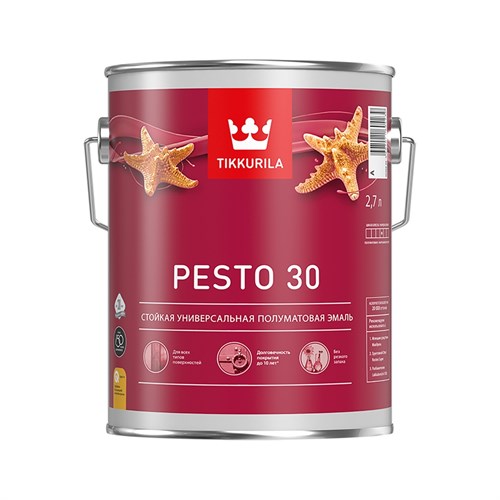 TIKKURILA PESTO 30 Стойкая универсальная полуматовая эмаль, база А, 2,7 л 700001171 - фото 15013