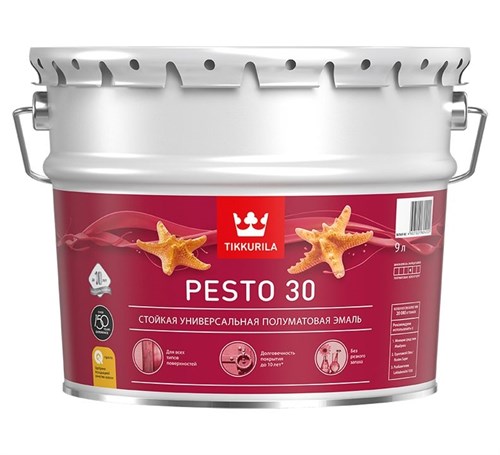 700001172TIKKURILA PESTO 30 Стойкая универсальная полуматовая эмаль, база А, 9 л 700001172 - фото 15014