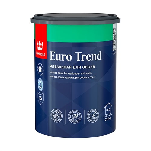 TIKKURILA EURO TREND Интерьерная краска для обоев и стен, база A, 0,9 л 700009616 - фото 15015