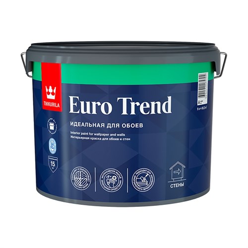 TIKKURILA EURO TREND Интерьерная краска для обоев и стен, база A, 9 л 700009620 - фото 15017