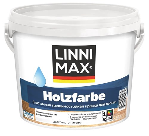 Linnimax Holzfarbe Краска по дереву, шелковисто-матовая, база 1, белая, 2,5 л 948105769 - фото 15029