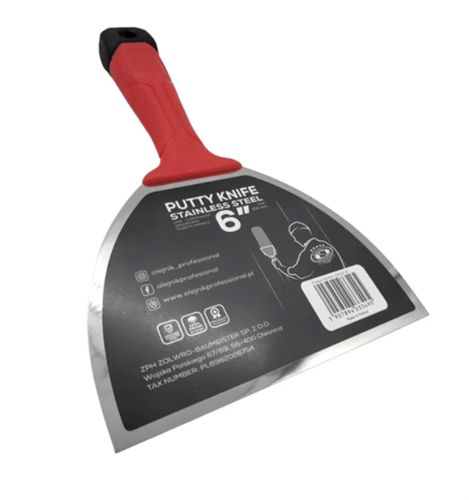 Olejnik Шпатель малярный закал.нерж.сталь пласт. ручкой, лезвие 1,22-0,4 мм, 130 мм 124013-1K