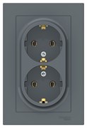 Schneider Electric AtlasDesign Розетка двойная с рамкой с заземлением (грифель) ATN 000 724