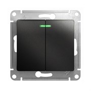 Schneider Electric Glossa Выключатель 2-клавишный с подсветкой, 10А (антрацит) GSL 000 753