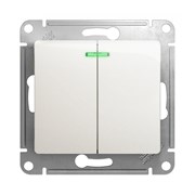 Schneider Electric Glossa Выключатель 2-клавишный с подсветкой, 10А (белый) GSL 000 153