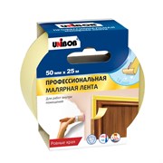 UNIBOB Профессиональная малярная лента для внутренних работ, желтый, 50 мм х 25 м 37034