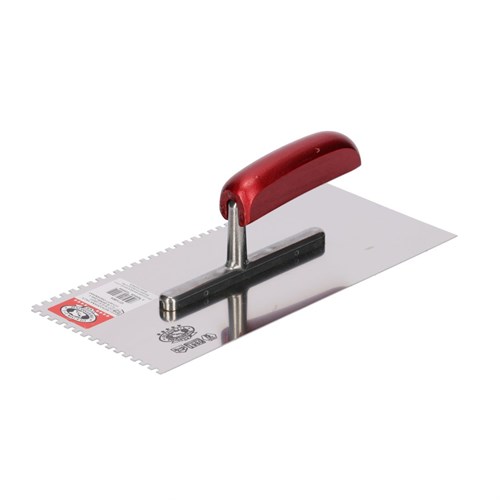 Olejnik Кельма для плитки из нерж.стали 270 х 130 х 0,7 мм, зуб 8 х 8 мм, ручка деревянная 127128E8