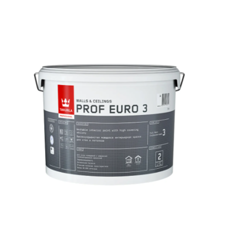 TIKKIVALA Краска интерьерная PROF EURO 3, глубокомат., база А, 9л 700009632