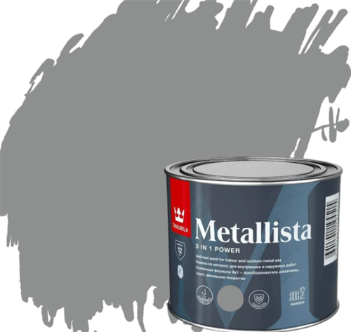 TIKKIVALA Краска по ржавчине METALLISTA серебристая глянц., 0,8 л 700014087
