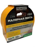 HOWARD Малярная клейкая лента WASHI LUX DEL УФ до 3 дн/100С, желтый, 50 мм х 25 м LUX5025HW822